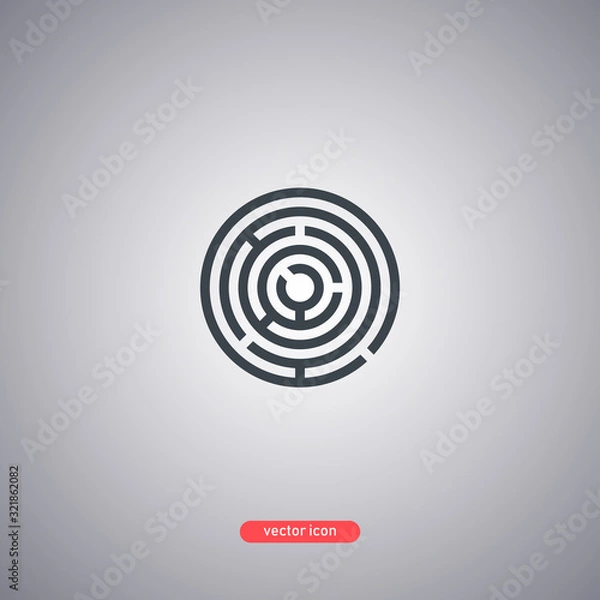 Fototapeta Labyrinth icon isolated on gray background. Modern line style. 
