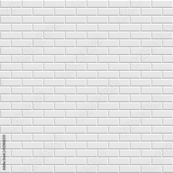 Fototapeta White brick wall seamless background. Modern style. 