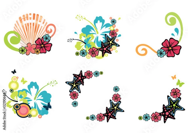 Obraz six design elements on tropical theme