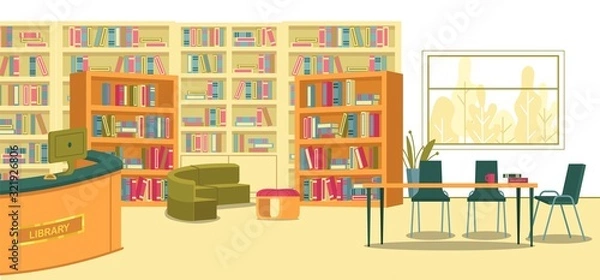 Fototapeta Modern School Library Space for Learning Activity