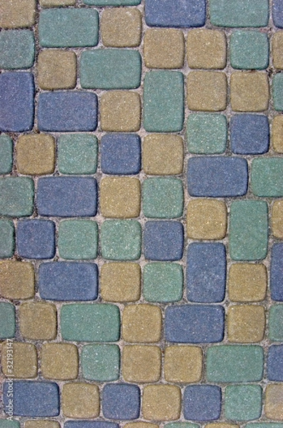 Obraz Cobblestone Texture Background Closeup green, yellow blue