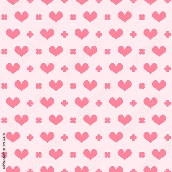 Fototapeta Striped heart pattern with leaves. Seamless vector background