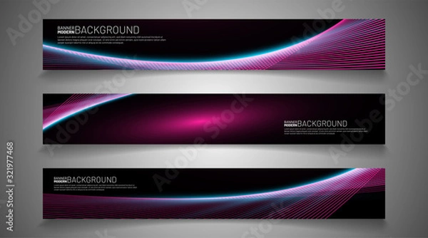 Fototapeta rectangular vector banner design with line curved on a black background.