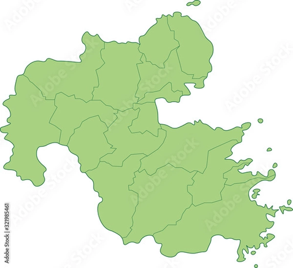 Obraz 大分県の地図_市町村ごとに色を変えられます