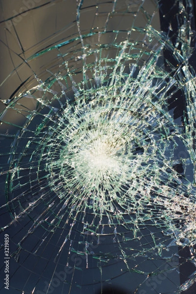 Obraz web of splits on the triplex windscreen