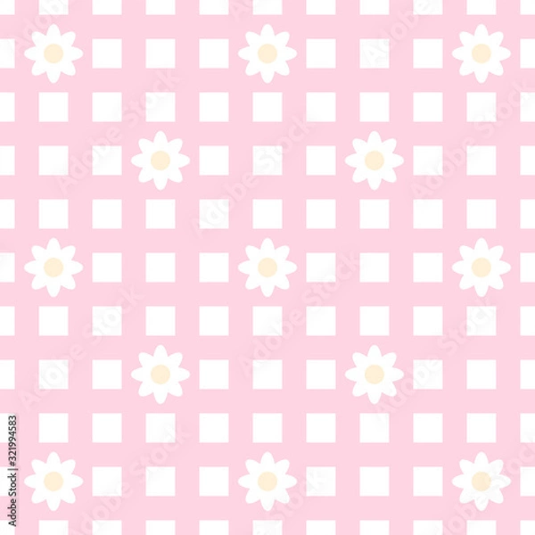 Obraz Seamless pattern with daisy flowers and scott texture.