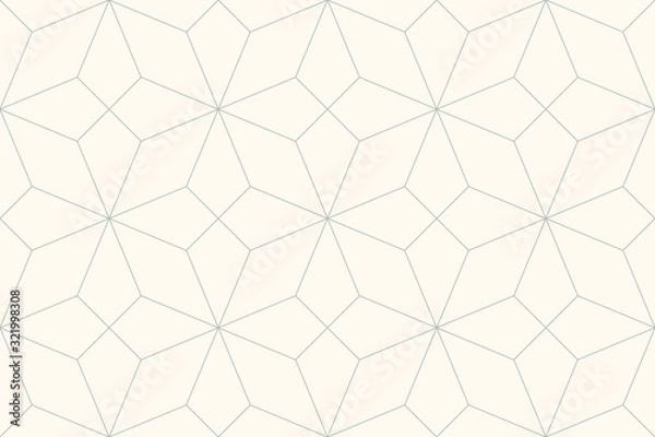 Obraz Abstract geometric seamless pattern from quadrangles. Simple abstract arabic pattern. Gray green lines on light background