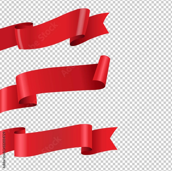 Obraz Red Ribbon Big Set Isolated Transparent Background