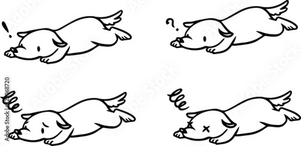 Obraz 倒れたイヌのイラストセット