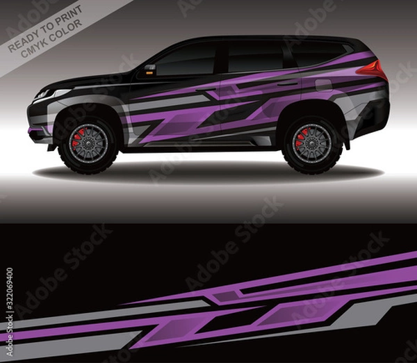 Fototapeta Car wrap decal design vector, custom livery race rally car vehicle sticker and tinting.