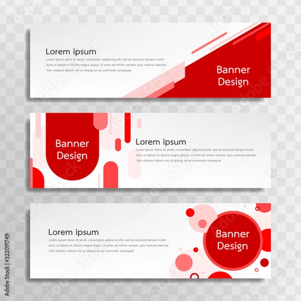 Fototapeta A set of red banner templates designed for the web and various headlines are available in three different designs.