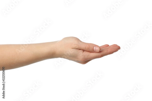 Obraz Female hand isolated on white background. Gestures