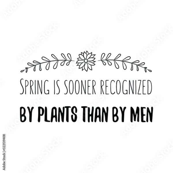 Fototapeta Spring is sooner recognized by plants than by men. Calligraphy saying for print. Vector Quote 