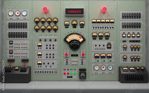 Obraz Vintage control room background concept 3D illustration