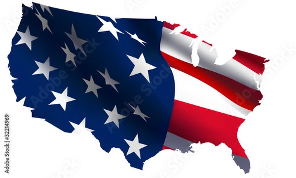 Obraz USA flag - USA map VECTOR