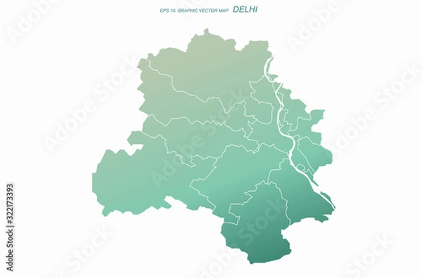 Obraz graphic vector map of delhi. map of india in asia. india map.