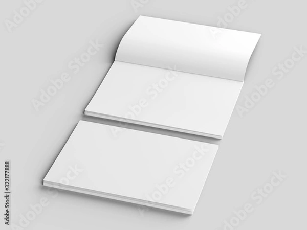 Fototapeta Magazine with open cover. Vertical A4 format. 3d illustration.