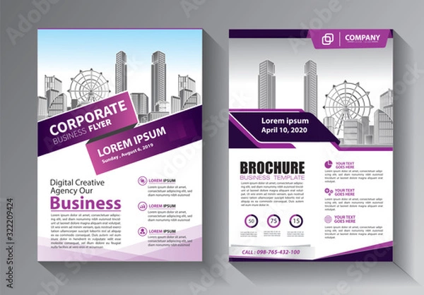 Fototapeta Business abstract vector template. Brochure design, cover modern layout, annual report, poster, flyer in A4 with colorful triangles, geometric shapes for tech, science, market with light background