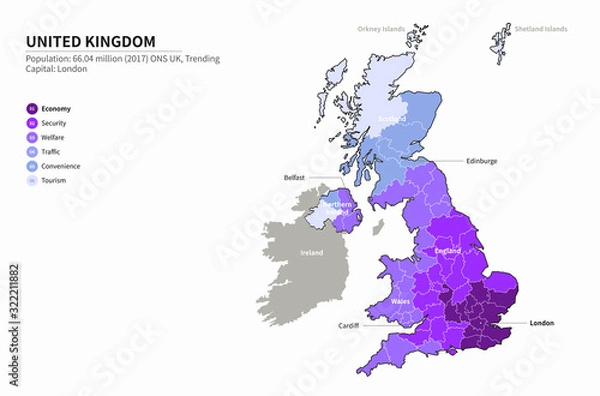 Fototapeta england map. graphic vector of united kingdom map. uk map. europe country map