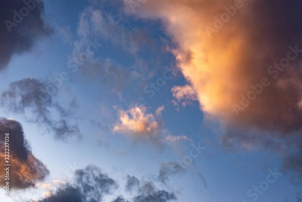 Obraz Evening sky with black clouds. Evening sky with white clouds.