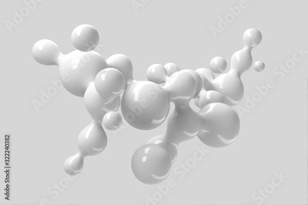 Fototapeta Abstract three-dimensional background of many flying droplets of viscous liquid. 3D illustration, 3D render. Stock illustration