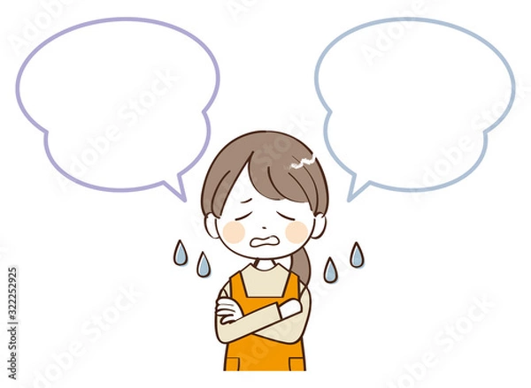 Fototapeta 主婦、ふきだし、困惑