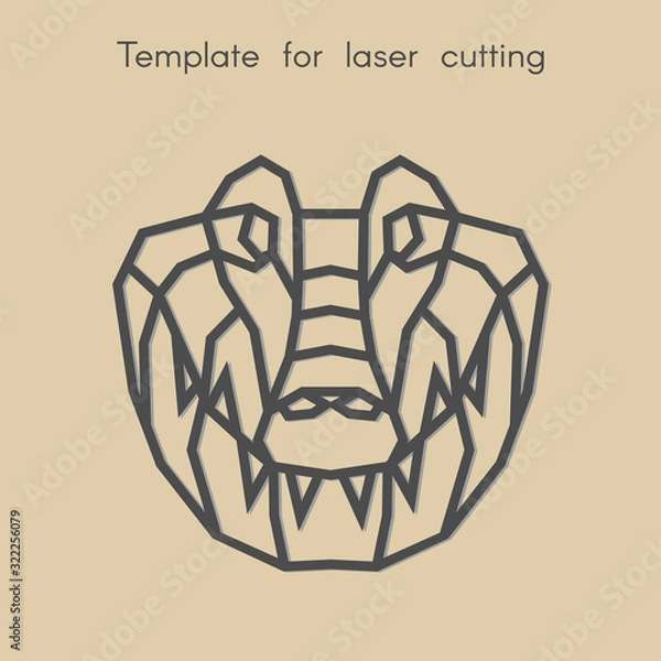 Obraz Template animal for laser cutting. Abstract geometriс crocodile for cut. Stencil for decorative panel of wood, metal, paper. Vector illustration.
