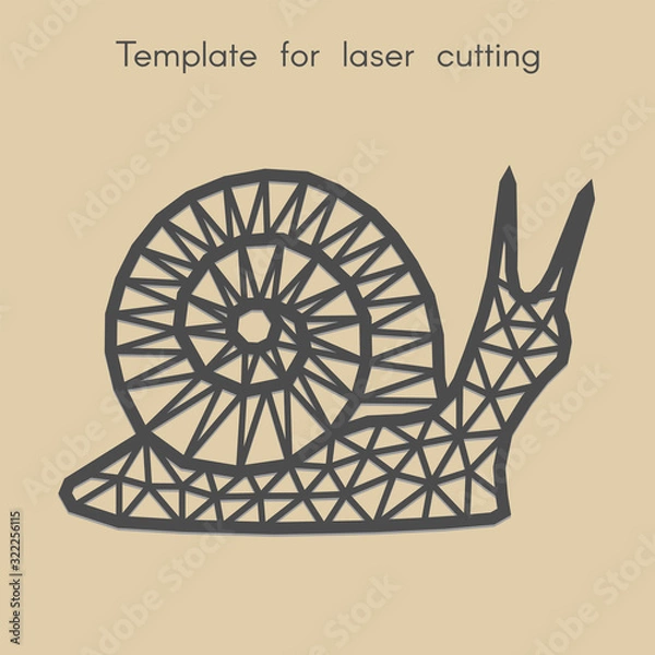 Fototapeta Template animal for laser cutting. Abstract geometriс snail for cut. Stencil for decorative panel of wood, metal, paper. Vector illustration.