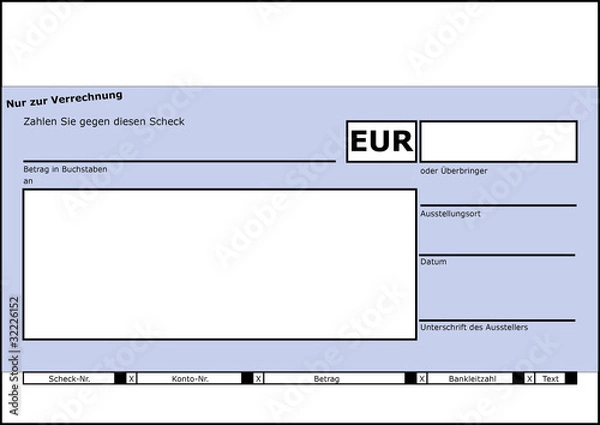 Obraz Scheckformular (z.B. für Spendenübergaben)