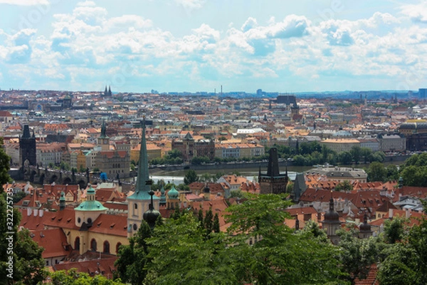 Fototapeta Prague panoramic view from Prague castle (Pražský hrad). Vltava river, Charles bridge.