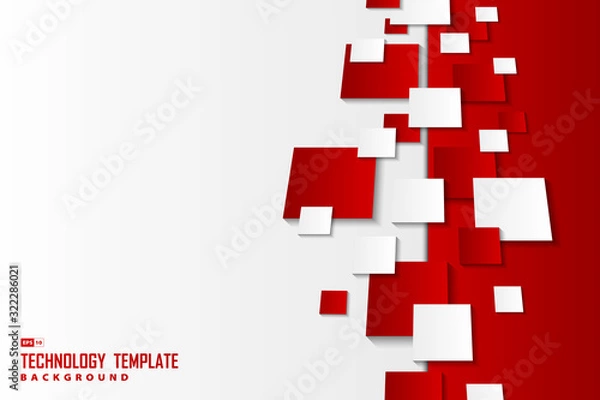 Fototapeta Abstract gradient red and white square patterns template technology background. illustration vector eps10