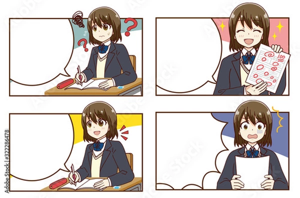 Obraz 塾女子高生テスト漫画四コマ漫画