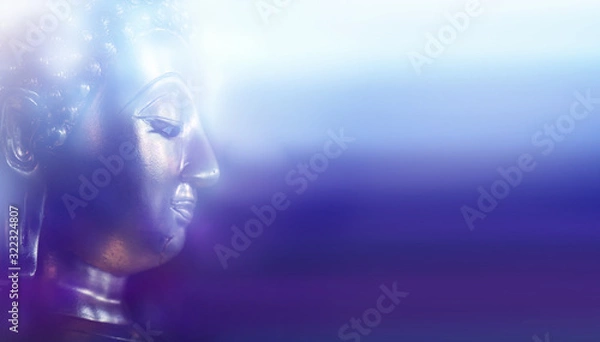 Fototapeta The background of the Buddha is energetic, mysterious and beautiful. Some Buddha images that emerge from darkness and light. Leave space for placing characters.