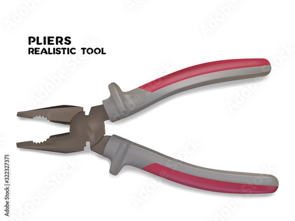Fototapeta Realistic pliers. Realistic vector illustration of a hand tool on a white background. Labour day holiday design.