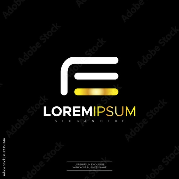 Fototapeta FE F E Initial Logo Letter Design Vector Illustration