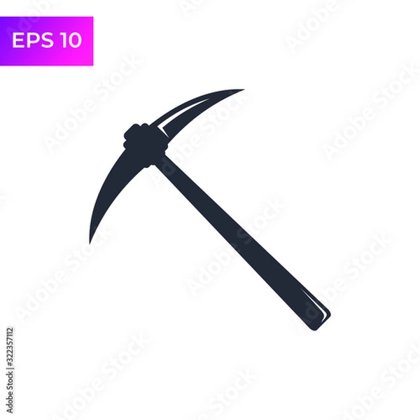 Fototapeta Pickaxe icon template color editable. Pickaxe symbol logo vector sign isolated on white background illustration for graphic and web design.