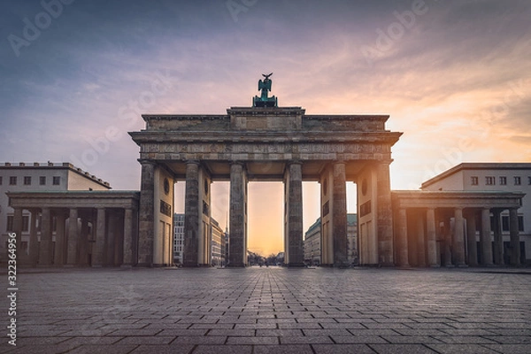 Obraz Brandenburg gate illuminated at sunset front view