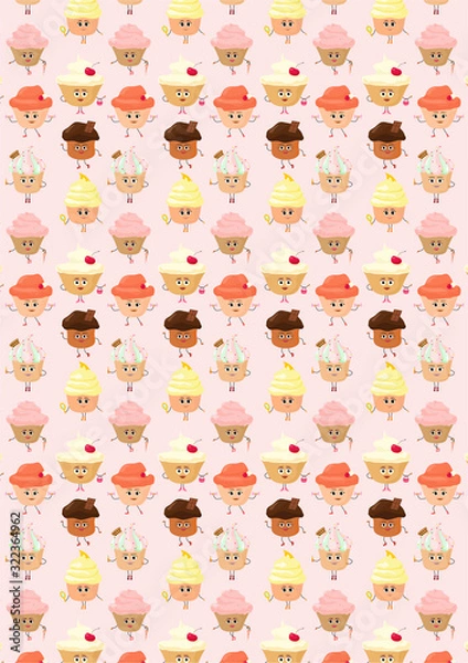 Obraz seamless pattern with cupcakes