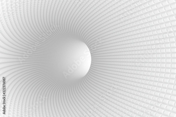 Fototapeta Abstract Architecture Background. 3d Illustration of White Circular Building. Modern Geometric Wallpaper. Futuristic Technology Design