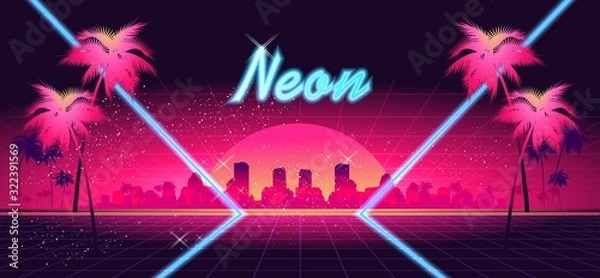 Obraz futuristic retro digital banner 80s style