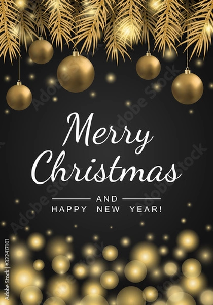 Obraz Merry Christmas and Happy New Year greeting card