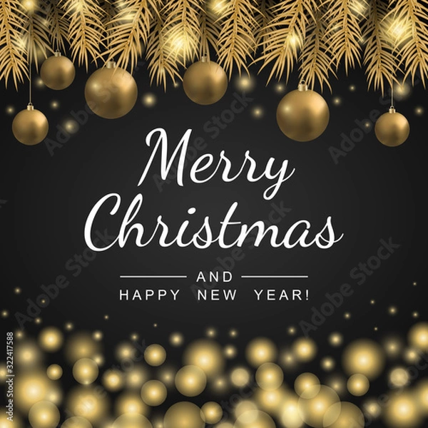 Obraz Merry Christmas and Happy New Year greeting card