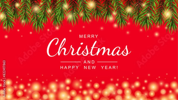 Obraz Merry Christmas and Happy New Year greeting card