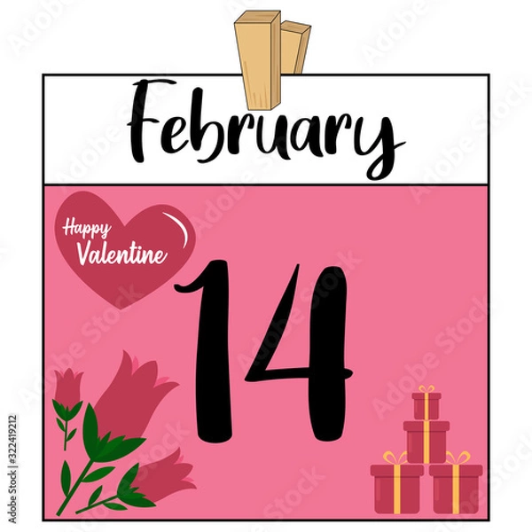 Fototapeta Design flat calendar valentine vector