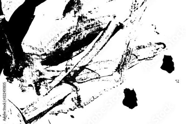 Fototapeta abstract black brush stroke silhouette of watercolor drawing paint texture on white background