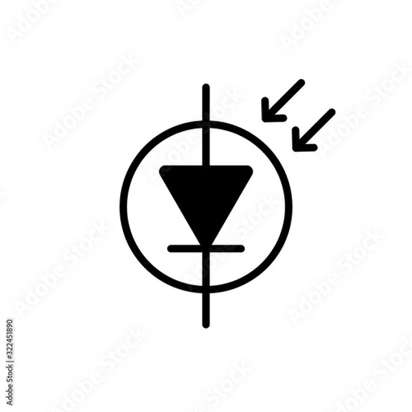 Fototapeta Photodiode Component Symbol For Circuit Design Solid Black Version