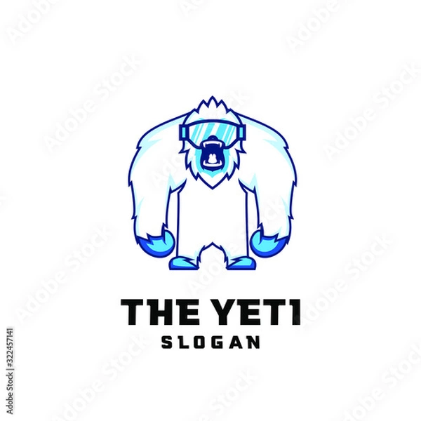 Obraz yeti character logo icon design cartoon with snow sunglasses sport glass