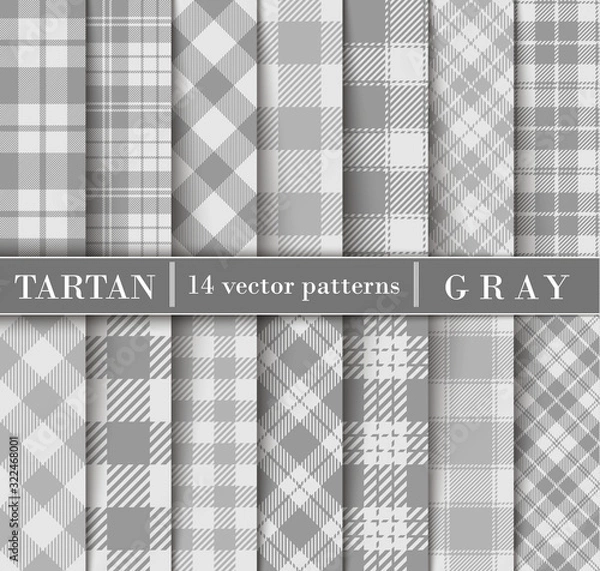 Obraz Gray Set Tartan Plaid  Seamless Patterns