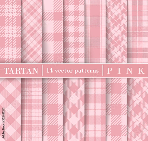 Obraz Set Pink Tartan Plaid  Seamless Patterns.