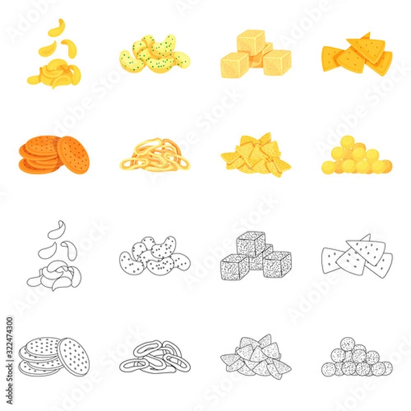 Fototapeta Isolated object of Oktoberfest and bar logo. Set of Oktoberfest and cooking stock symbol for web.